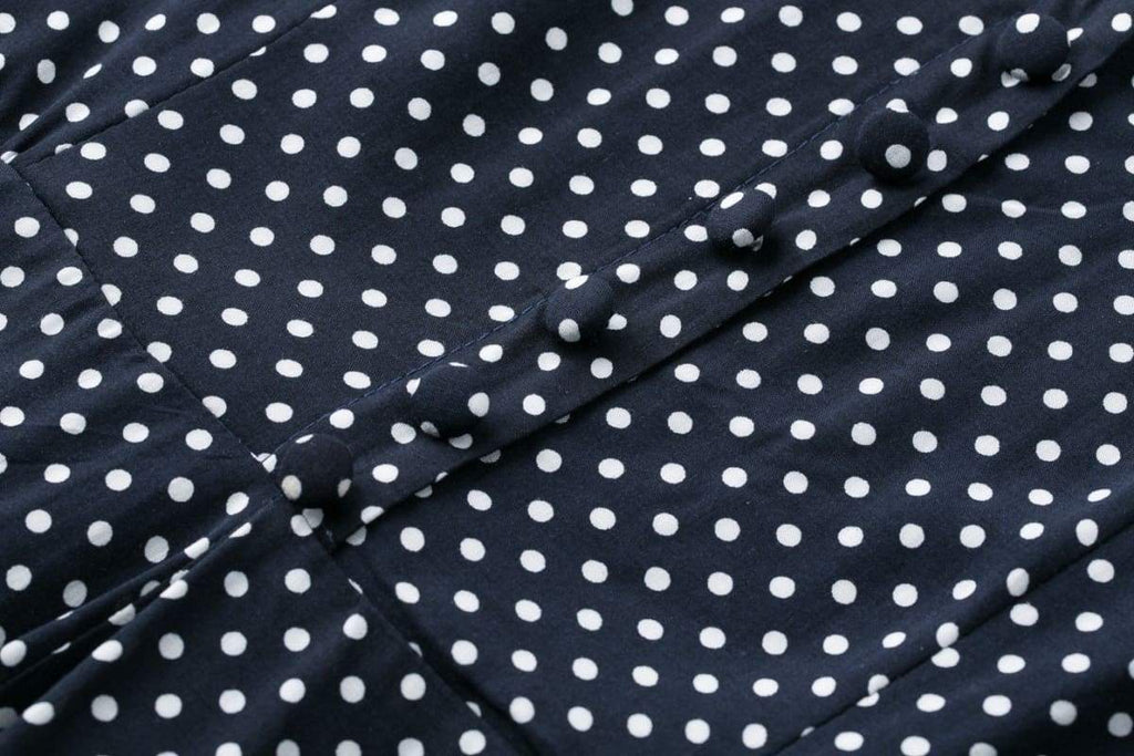 Dark Navy White Polka Dot Vintage Dress