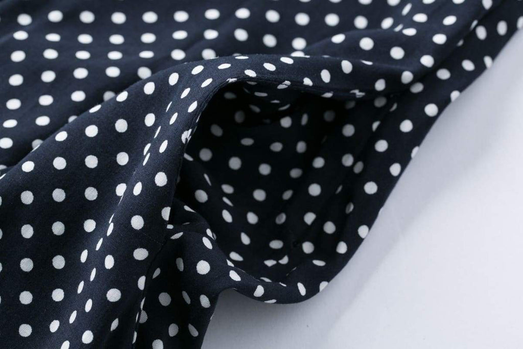 Dark Navy White Polka Dot Vintage Dress