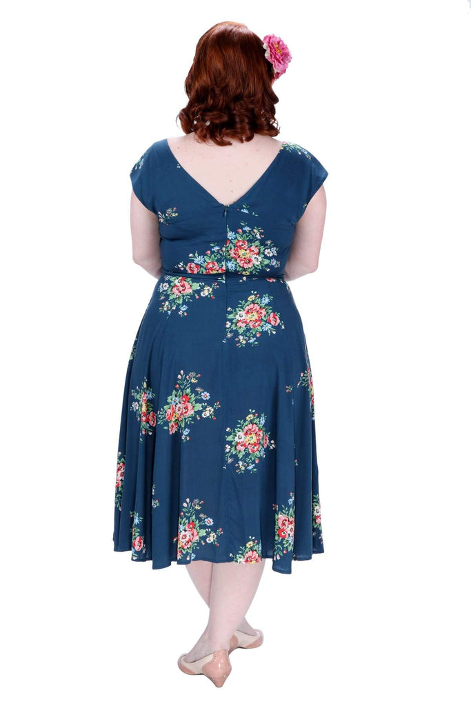 Flower Bouquet Teal Sweet Heart Dress